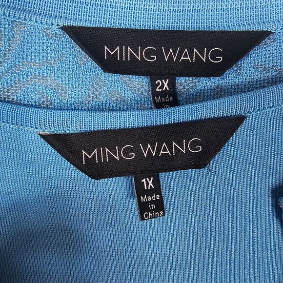 Ming Wang Sky Blue Burnout Jacket & Shell Set 2X/1X 3/4 Sleeve One Hook Luxury - Picture 10 of 15